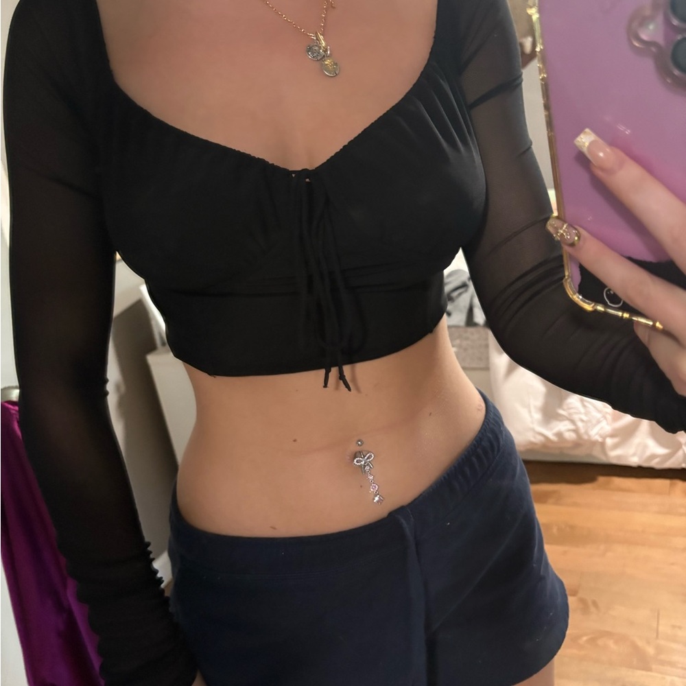 American Eagle Outfitters Black Crop Top